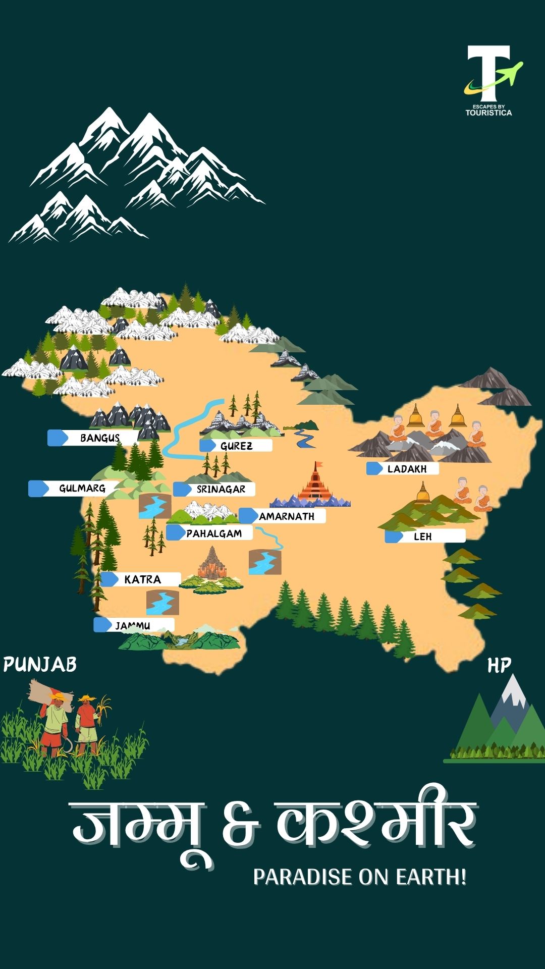 Jammu & Kashmir Tour Map
